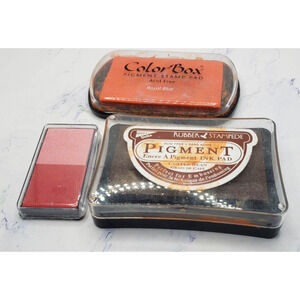Lot Of 3 Stamp Pads For Scrapbooking Paper Crafts Orange Brown and Pink